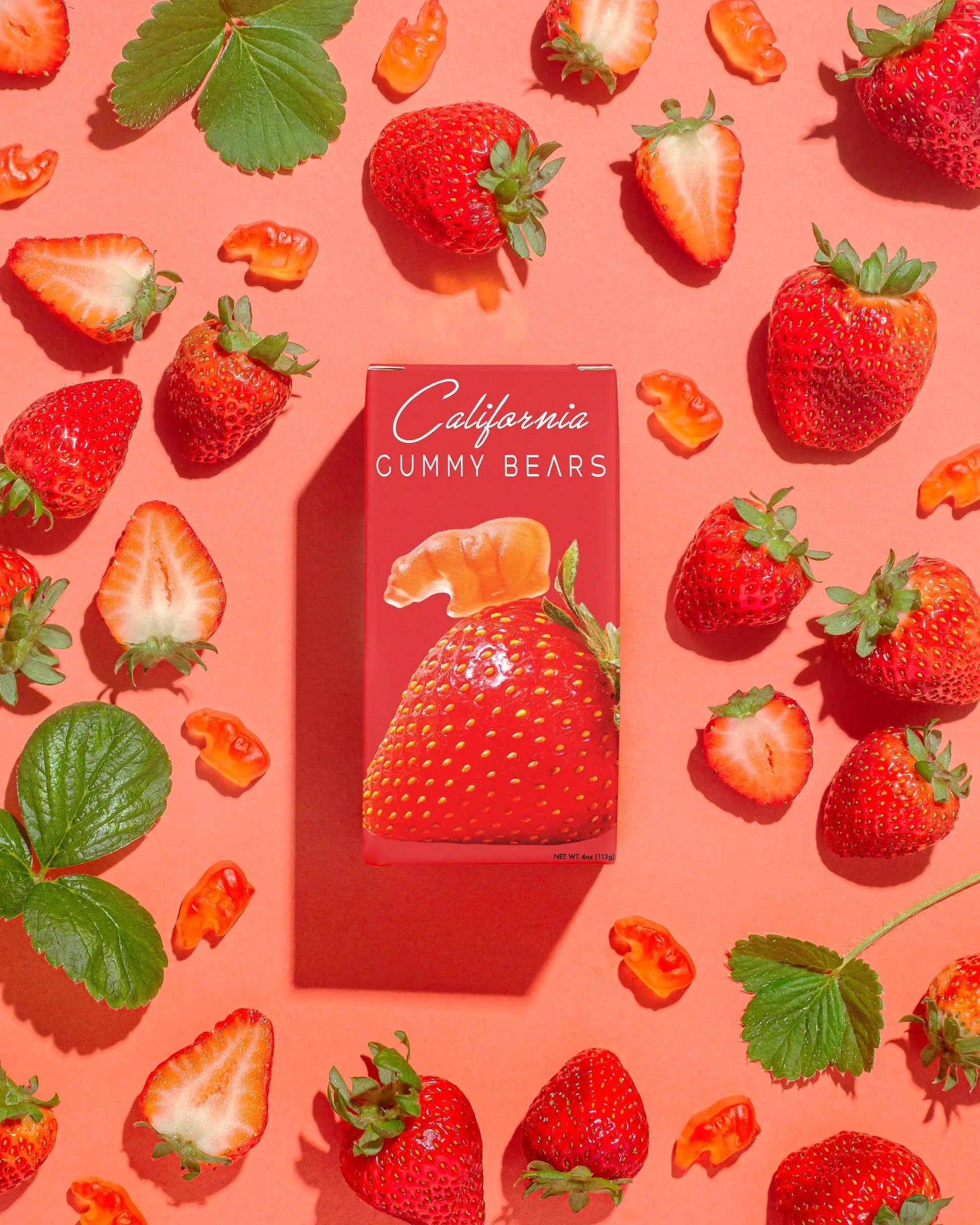 California Gummy Bears - Strawberry Sensation - All Natural Real Fruit Gummies Made in California - Gift Box