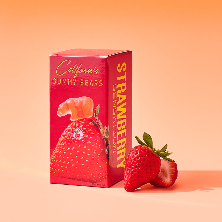 California Gummy Bears - Strawberry Gummy Bears - Made in California with Real Fruits and all natural ingredients