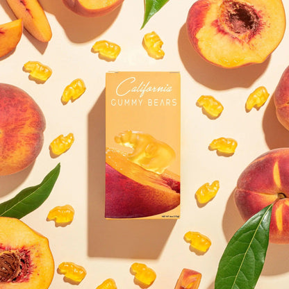 California Bear Shaped Gummy Bears with California Gummy Bears Gift Box and Peaches